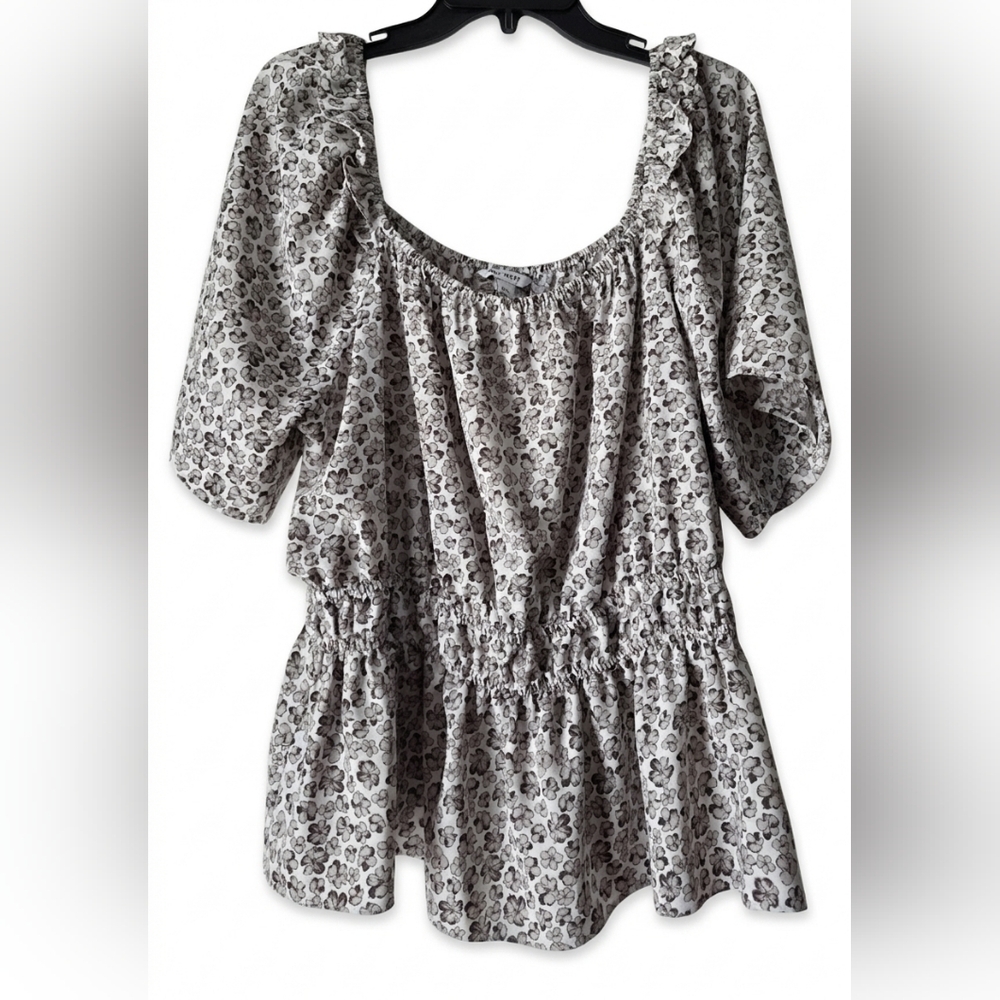 Nine West Floral Smocked Peplum‎ Blouse Size XXL